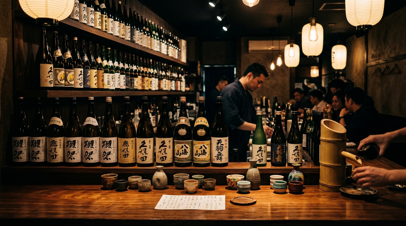 Selection of premium Japanese sake